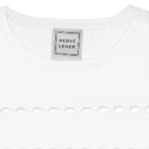 NEW HERVE LEGER White Stretch Sweater - Medium - Picture 5 of 5